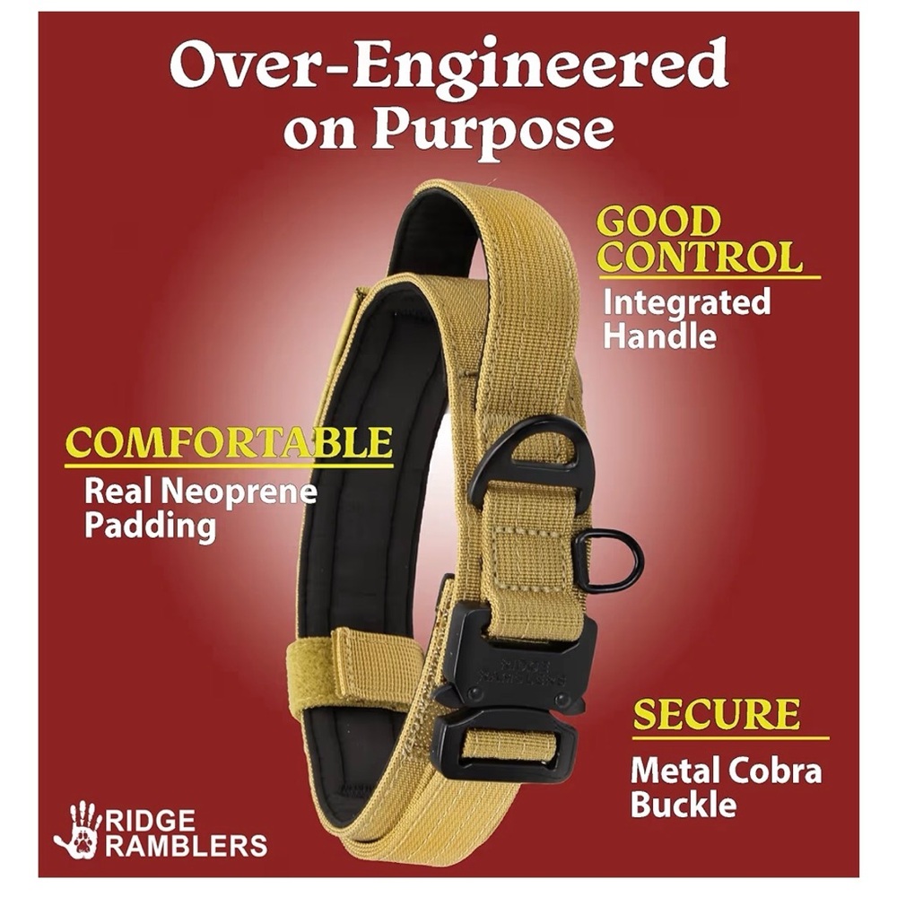 Ridge Ramblers Tactical Dog Collar in Tan